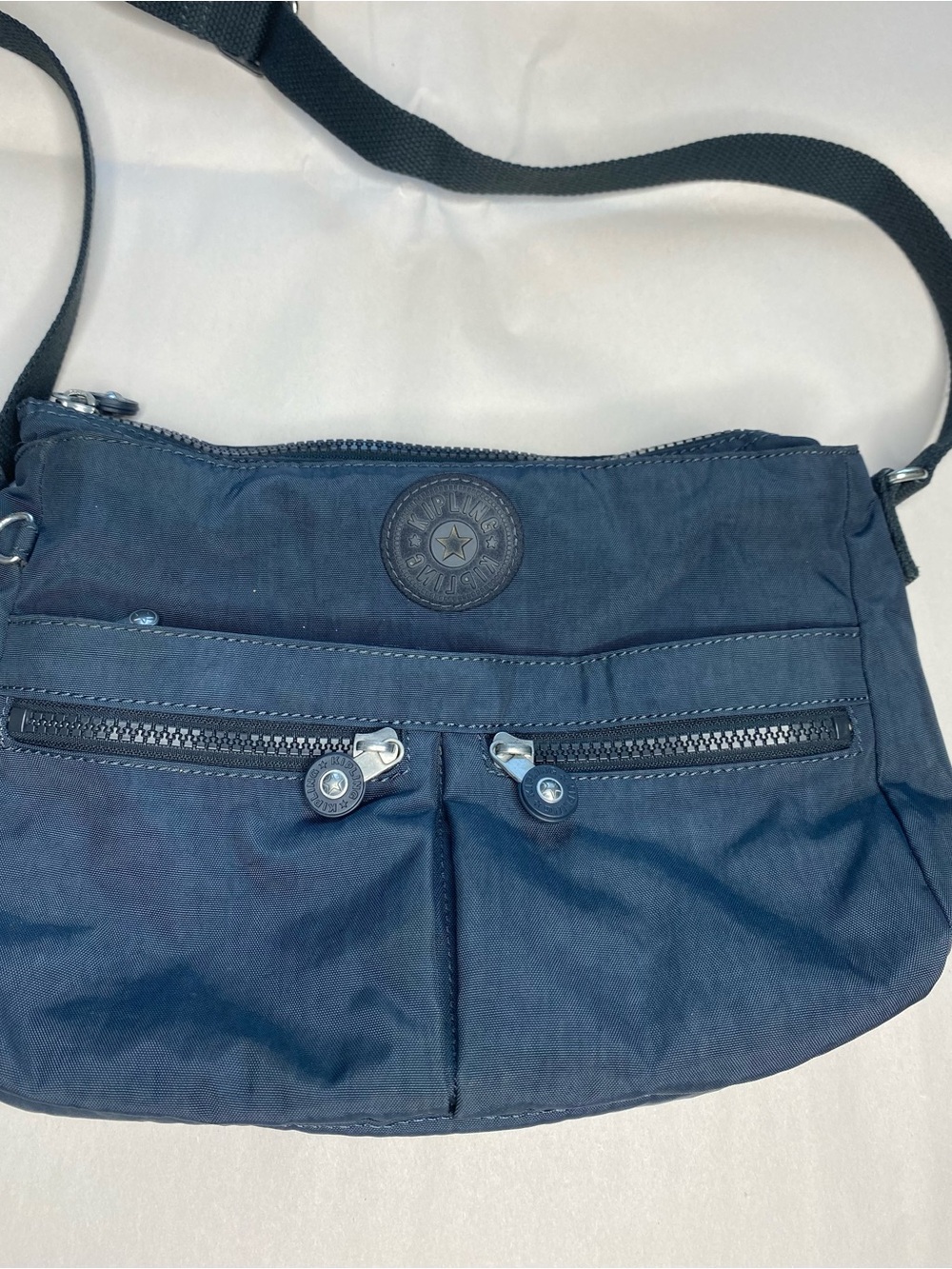 Kipling Angie Nylon Crossbody bag Blue gray Roomy lightweight - Picture 9 of 10